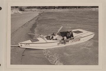 Nevills snoozing in "WEN" at foot of Hell's Half Mile; Green River