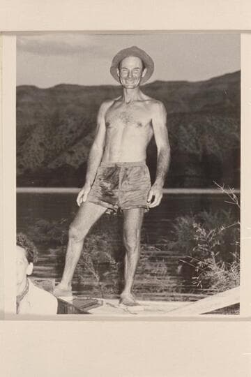 Norman Nevills at end of his last Grand Canyon traverse near head of Lake Mead