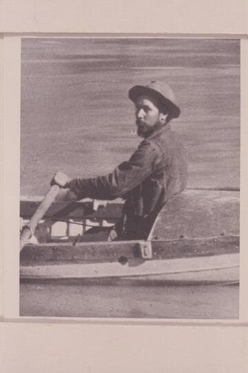 Charles Silver Russell at the oars of the "Utah."  Pipe Creek.  Grand Canyon