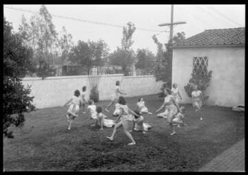 Girls dancing, Polytechnic Elementary School, 1030 East California, Pasadena. June 1939