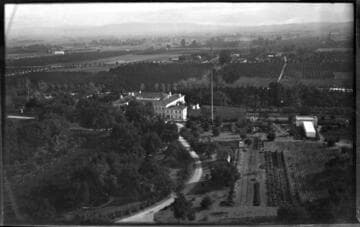 Aerial view of the Henry E. Huntington residence from the north, San Marino. 1913