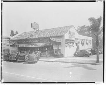 Market Basket grand opening, 900 Huntington, South Pasadena. 1938